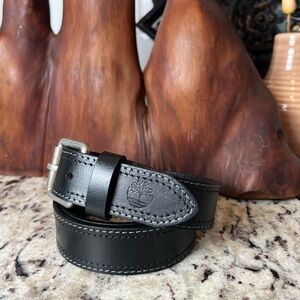 Timberland Leather Belt with Silver Buckle